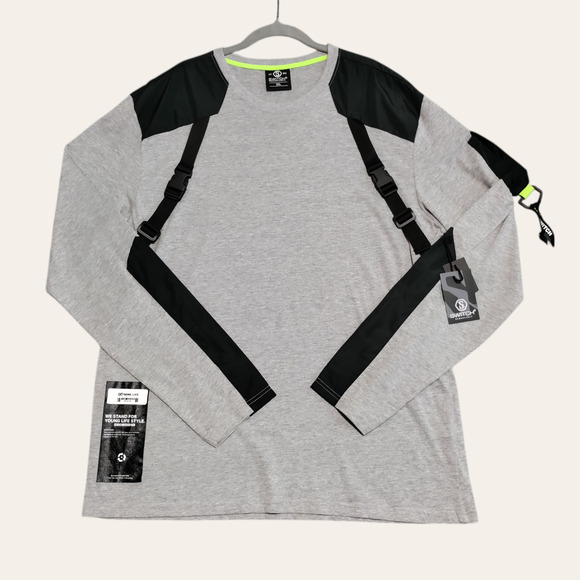 Switch Remarkable Mens 2XL Techwear Utility Long Sleeve Army Buckled T-Shirt NEW - Picture 2 of 16
